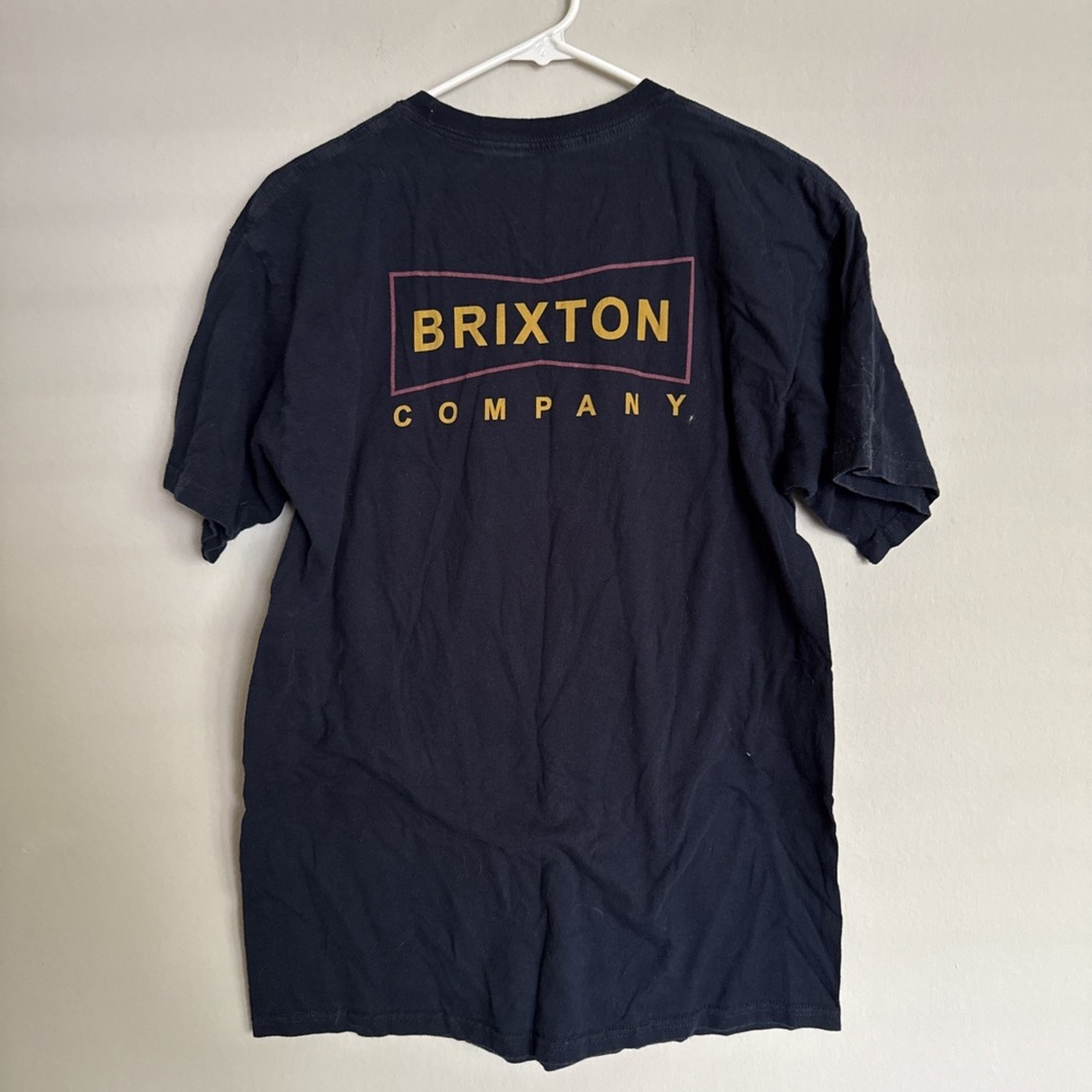 Brixton Company Men's T-shirt Leisure‎ Coyote Size Medium Blue Two Sided